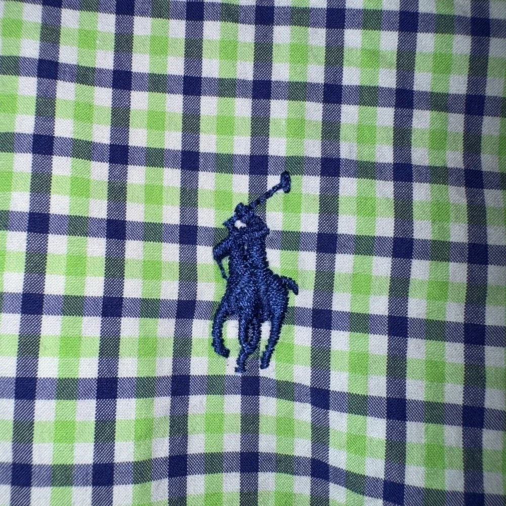 Polo Ralph Lauren Mens Gingham Check Button Down Shirt Green Blue Size M